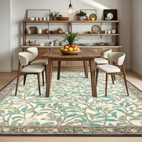 Hasoo Washable Area Rugs 10' x 13' Rug for Living Room Floral Modern Non Slip Throw Indoor Carpet, Beige