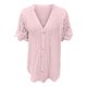 thumbnail image 5 of Puntoco 2024, tops de moda de verano para mujer, camisas informales de manga corta con ojal de encaje y cuello en V, blusas, tops, 5 of 7