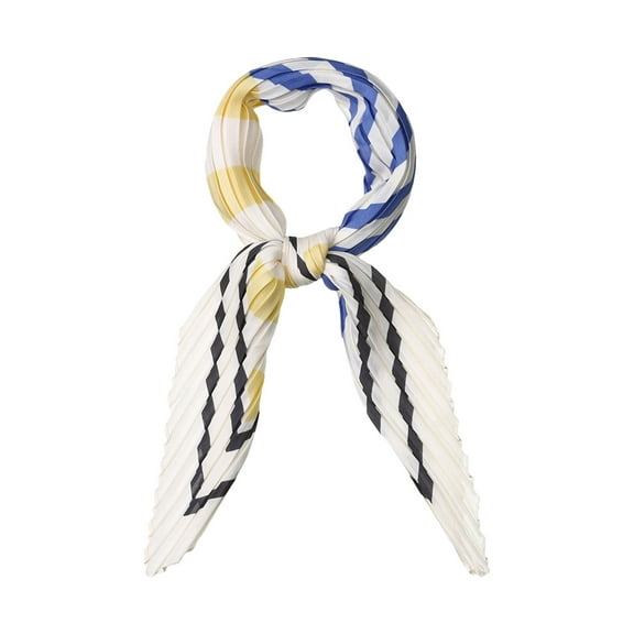 INSPIRE CHIC Women's Crinkle Pleated Stripe Rhombus Neck Scarf Crumple Neckerchief Yellow