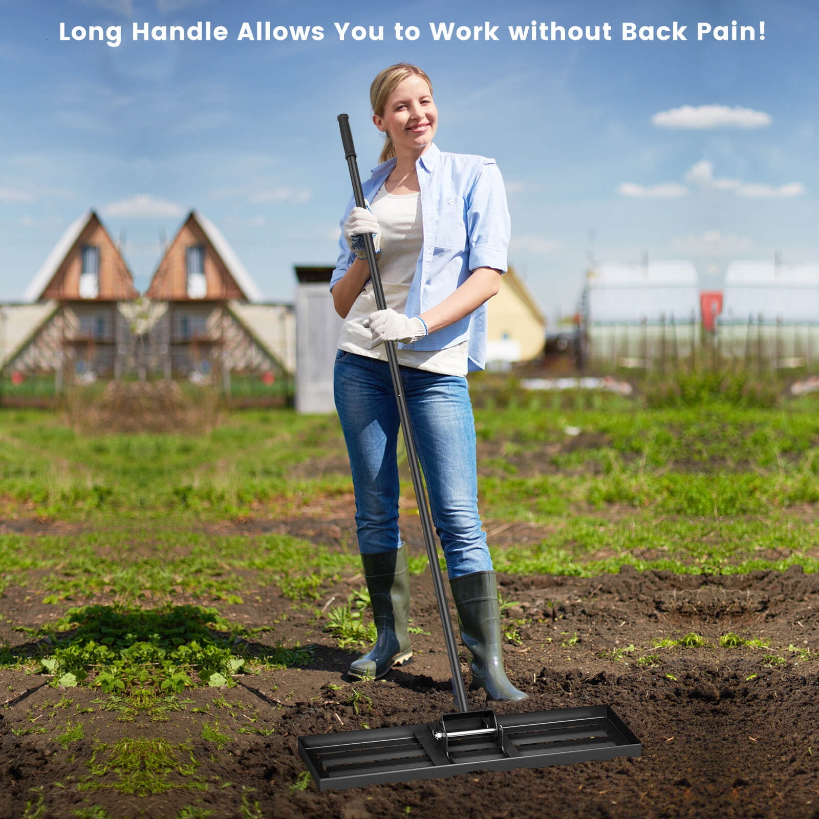 Costway Lawn Leveling Rake 30" x 10" Heavy Duty Level Lawn Tool for Garden Backyard/Lawn Black
