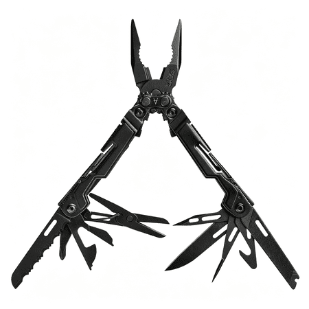 EXLEAF Mini Compact Stainless Steel Multi-Tool 18 Lightweight Specialty ToolsΜltitool Pliers Pocket Knife Black|5 in Open and 3.25 in Closed 4.2 Oz Magnetic 1/4 in Hex Bit Holder Black