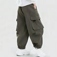 thumbnail image 5 of Cargo Pants Joggers High Elastic Waisted with Pocket Loose Fit Boys Athletic Pants Pull On Boys Size 14-15 Years Pants, 5 of 6