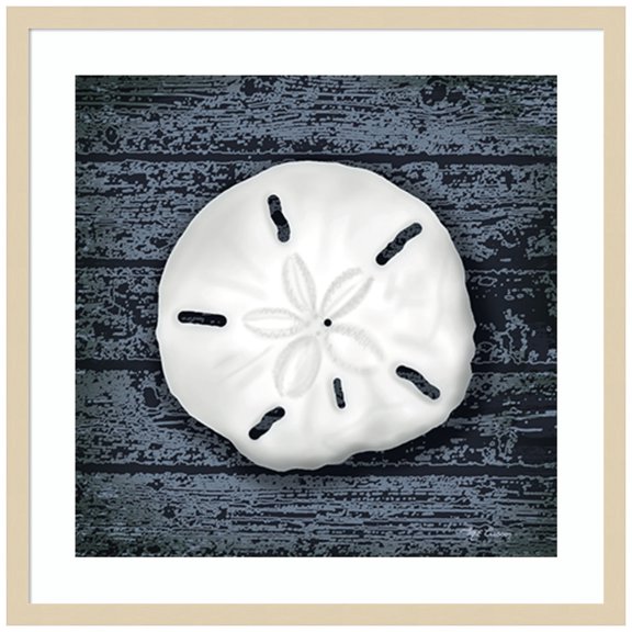 Amanti Art Seashore Shells Navy II Wood Framed Wall Art Print