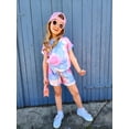 thumbnail image 3 of Oudiya Girls 2 Piece Tie Dye Pajamas Set Summer Trendy Outfit Lounge Set Kids Sleepwear, 3 of 6
