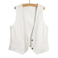thumbnail image 2 of Kctiaxy White Vest Tops for Women Sleeveless V-Neck Causal Jean Vest Solid Color Button Down Versatile Fashion Tank Top Vest with Pockets, 2 of 5