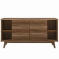 thumbnail image 5 of Contemporary Modern Urban Designer Living Room Lounge Club Lobby Media TV Stand Storage Buffet Sideboard, Wood, Natural Walnut Brown, 5 of 9