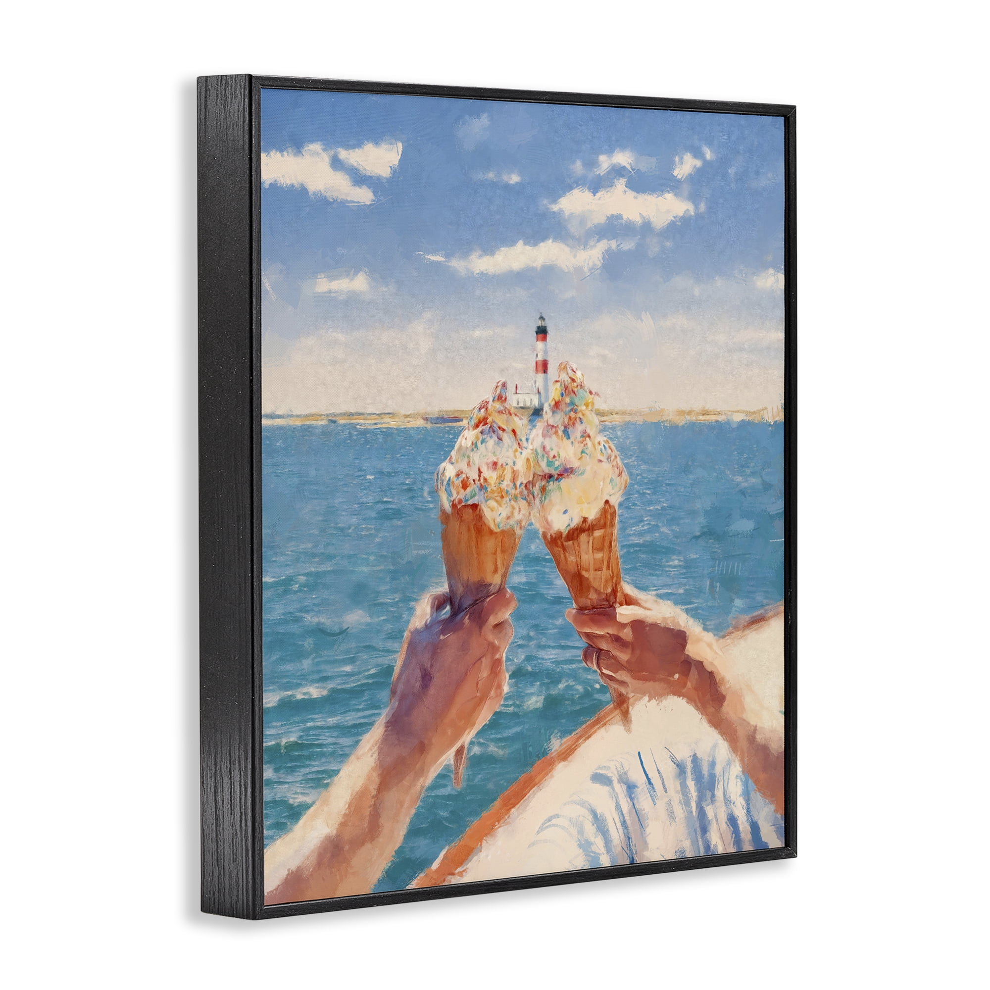 Ice Cream Cheers on Boat Black Framed Giclee Art, design by Ziwei Li