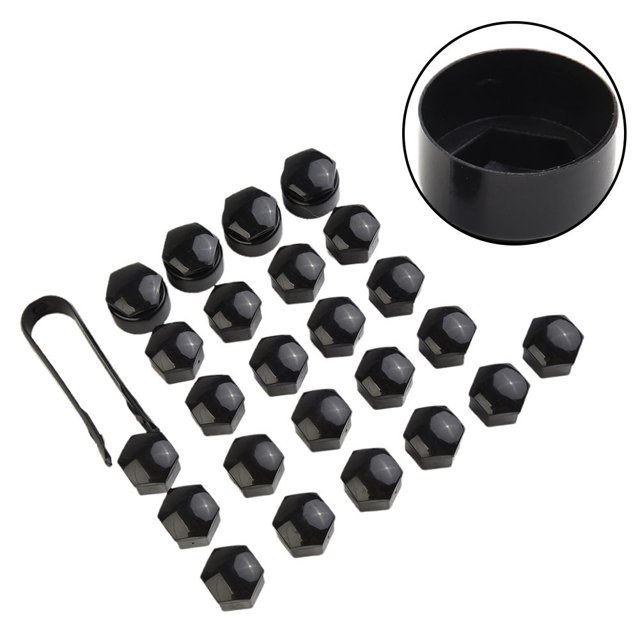 EchoBliss 24X 17Mm Negro Tuerca De Rueda Perno Tacos Tapa De Cubierta Para Opel Para Bmw