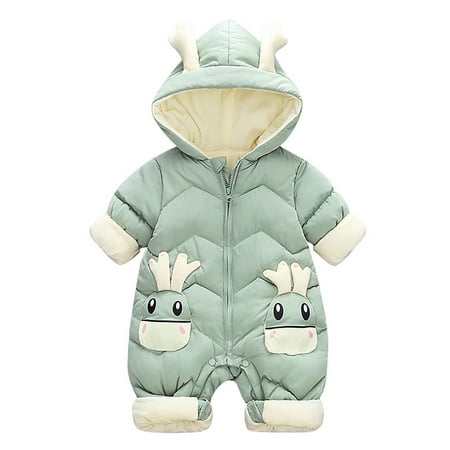 

ZAROYEAX Outerwear Deer Hooded Romper Jumpsuit Baby Jacket Coat Winter Ear Thick Girls Boy Boys Coat&jacket