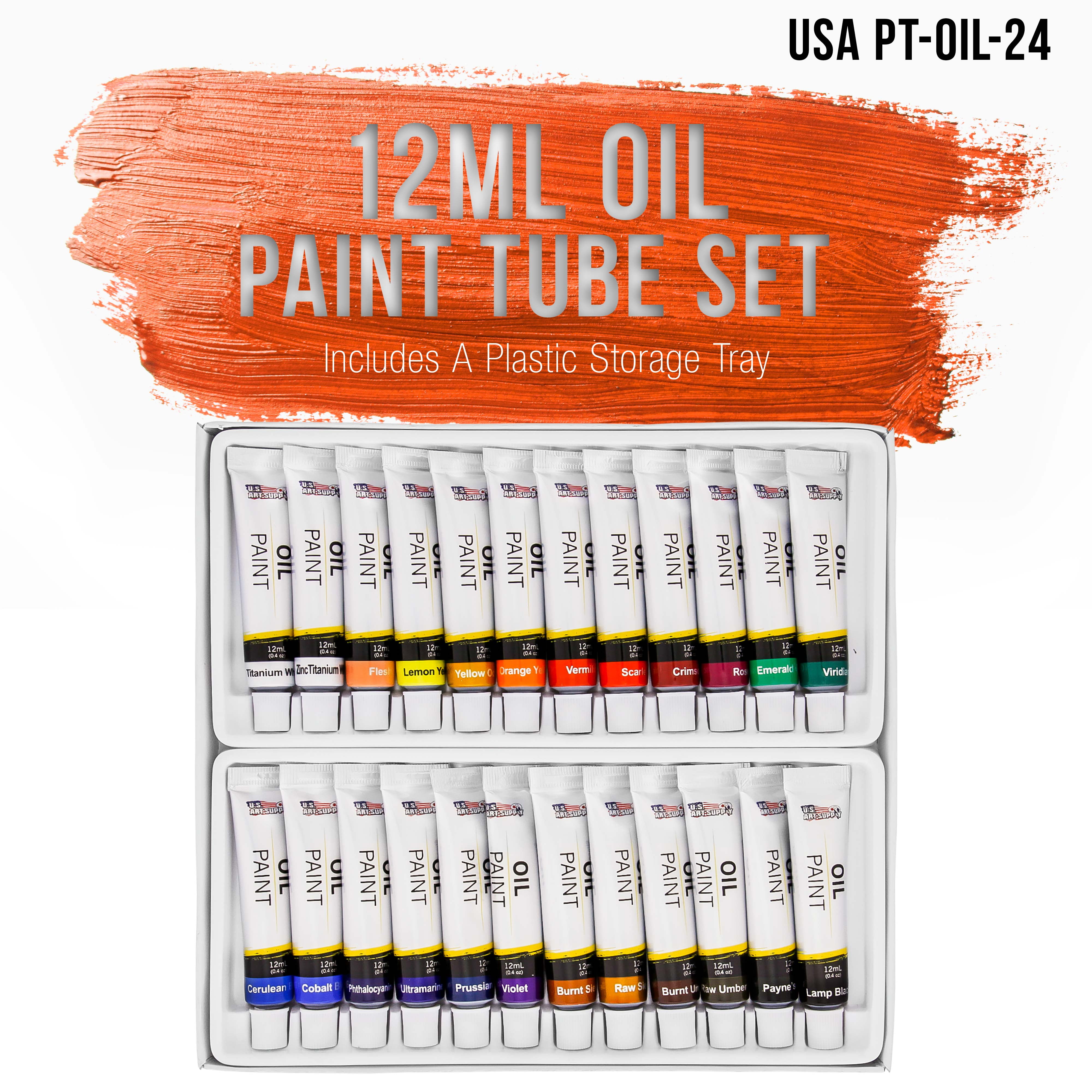 AUREUO Oil Paint Set, 24x12ml/0.4 Fl Oz Tubes, Non-toxic Oil Based Paints  for Canvas Crafts, Great Value Art Supplies for Artists, Adults, Kids 