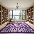 thumbnail image 2 of ODIKA 9'x12' Washable Area Rug Purple Abstract Bold Interlocking Swirl Ombre Gradient Boho Bordered for Great Room, Indoor Concept, Large Living Low Pile, Flatwoven, 2 of 7