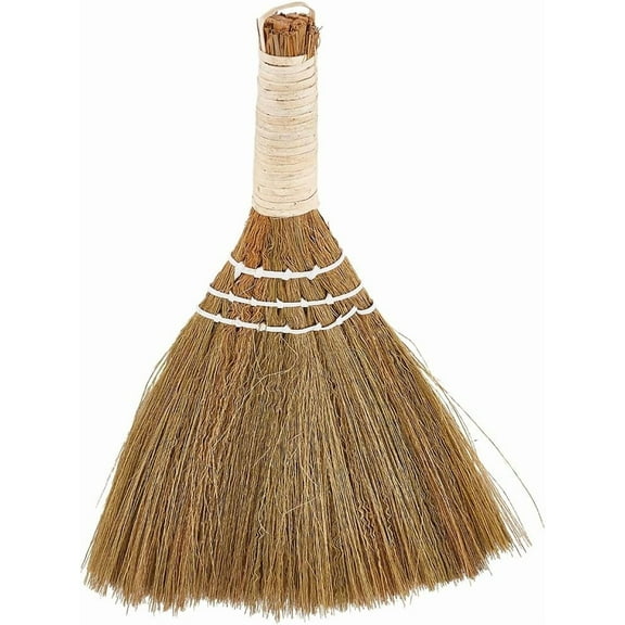 11 Inch Small Whisk Brush Broom Grass Natural Handle Bamboo Traditional Handmade Heavy Duty Straw Angled Bristles Whisk Cleaning Sweeping Hand Broomsticks DIY