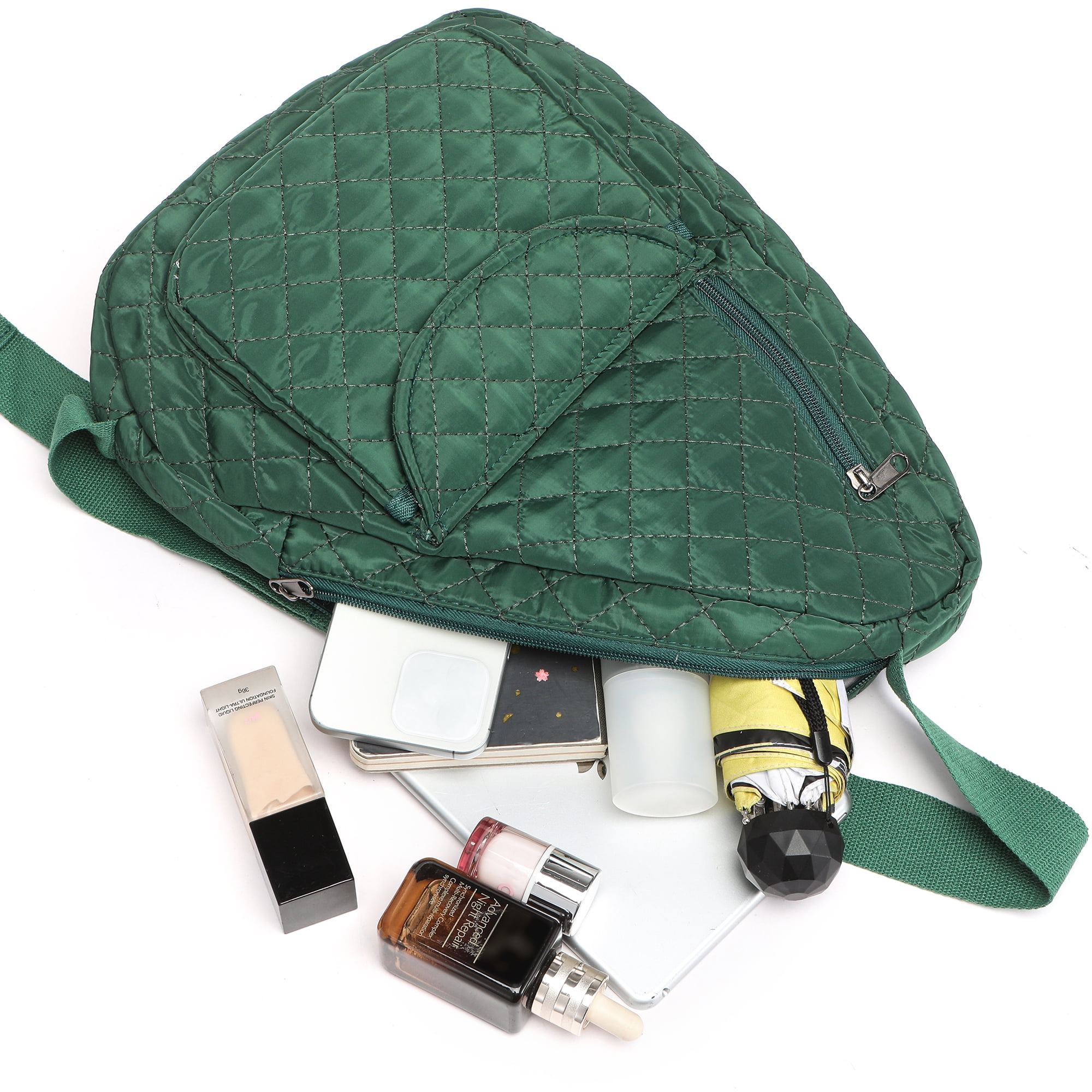2-Piece Unisex Quilted Nylon Sling Bag Set – Large-Capacity Crossbody Bags with Chest & Shoulder Wear Options, Ideal for Travel, Hiking, Work & Commute