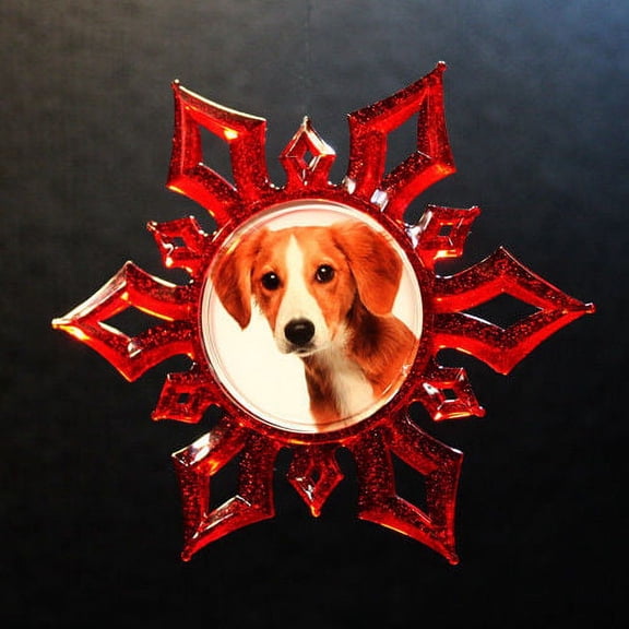 Photo Keepsake Red Snowflake Ornament to personalize with your own picture - 6 inch - Made in USA