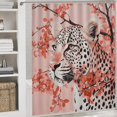 thumbnail image 5 of Petal Pink Leopard Print 4 Piece Shower Curtain Sets with Non-Slip Rugs Toilet Lid Cover And Bath Mat Cheetah Animal Pattern Chinoiserie Waterproof Personality Pattern Bath Curtain, 5 of 8