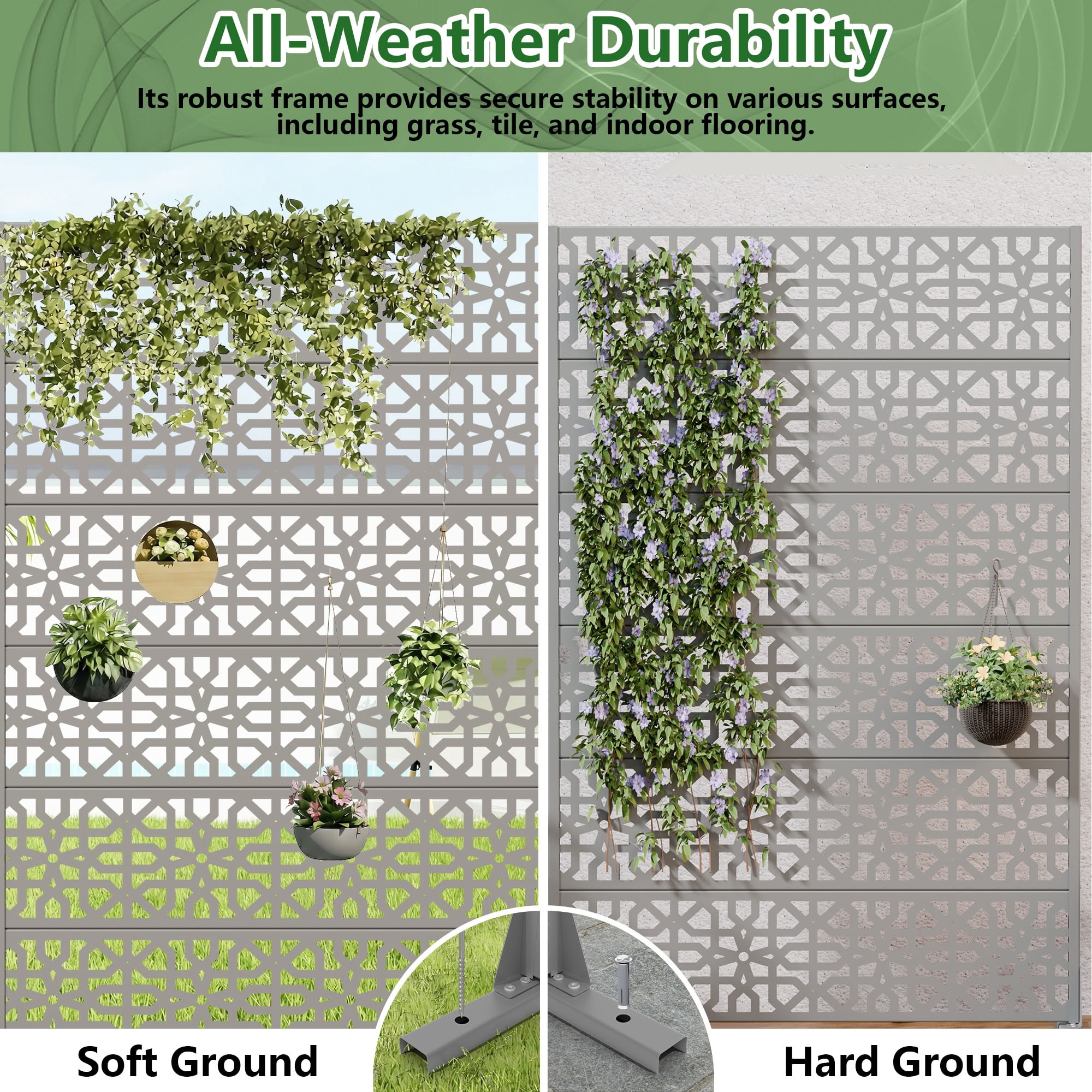 MAYEERTY 6 Panels Outdoor Privacy Screen, Metal Decorative Privacy Fence, Privacy Panel for Patio, Balcony, Backyard, Garden