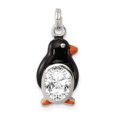 thumbnail image 1 of Beautiful Sterling Silver CZ Enameled Polished Penguin Charm, 1 of 2