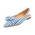 thumbnail image 3 of Willtoo Women's Pointed Toe Slip on Flat Stripe Bow Slides Mules Shoes, 3 of 5