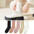 thumbnail image 2 of harmtty Adult Socks Unisex Socks 1 Pair Women Socks Mid-tube Solid Color Knitted Thick Warm Elastic Anti-shrink Soft Warm Anti-pilling Anti-slip Lady Winter White, 2 of 8