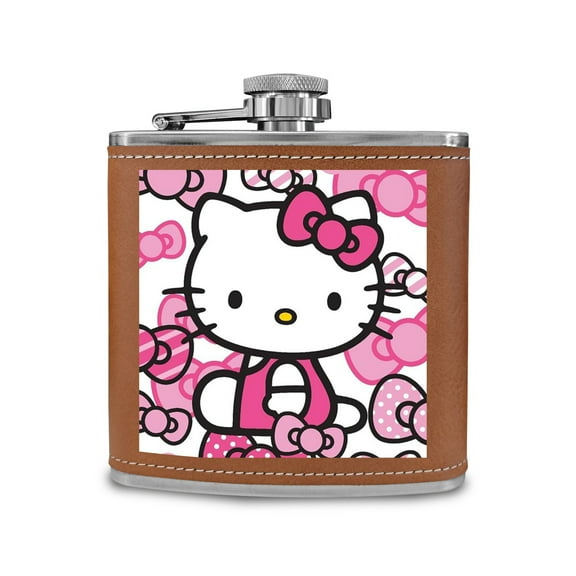 Hello Kitty Stainless Steel Small Water Bottle Portable Hip Flask Mini Wine Bottle Men's Hip Flask Men's Hip Flask Camping Hip Flask Men's Whiskey Hip Flask Camping Supplies Silver