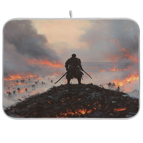 qxltty Double Edged Swordsman Kitchen Drying Mat Extremely Absorbent Microfiber Dish Mats for Plates Cutlery Pots and Pans 16×18in