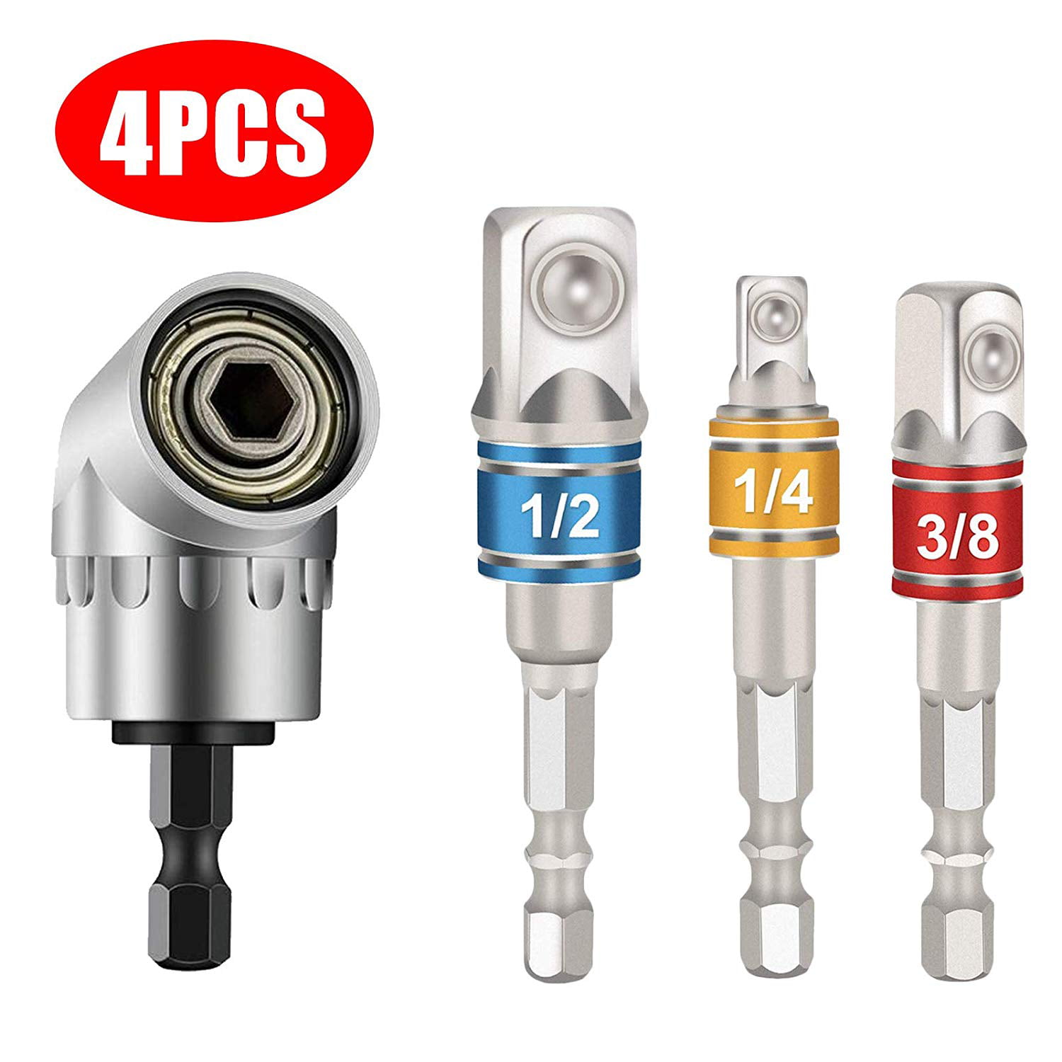 3PCS 1/4 3/8 1/2 Inch Hex Shank Socket Adapter to Impact Driver Drill Bit