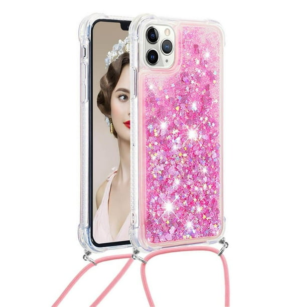 Funda FOXDOCK para iPhone 11 Pro con Cuerda Ajustable, Brillo Líquido, Protección Antigolpes y Lente – Ideal para Regalo