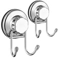 thumbnail image 1 of Sanno Ganchos De Doble Succión Ventosas Gancho De Vacío Para Superficie De Pared Lisa Plana Toalla Albornoz Baño Cocina Ducha Baño Abrigo Acero Inoxidable (Paquete De 2), 1 of 5