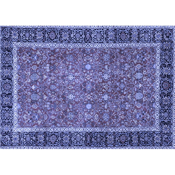 Ahgly Company Machine Washable Indoor Rectangle Persian Blue Traditional Area Rugs, 2' x 5'