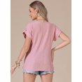 thumbnail image 3 of DARING DIVA Women's Short Sleeve Hollow Out Casual Eyelet Tops 2XL Pink, 3 of 6