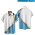 thumbnail image 4 of Button Up Shirt for Men Top Color Block Striped Print Short Sleeve Collared Casual Fashion Beach Shirt with Pocket (XX-Large, Blue 02), 4 of 5