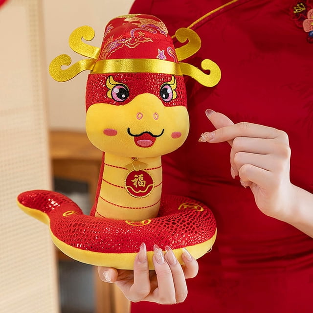 Fiudx Muñeco de Serpiente de La Riqueza, Temática Del Año de La Serpiente 2025, Diseño de Peluche Suave, Decoración Festiva para El Hogar, Regalo de Año Nuevo, Símbolo de La Suerte para El Año de Nac