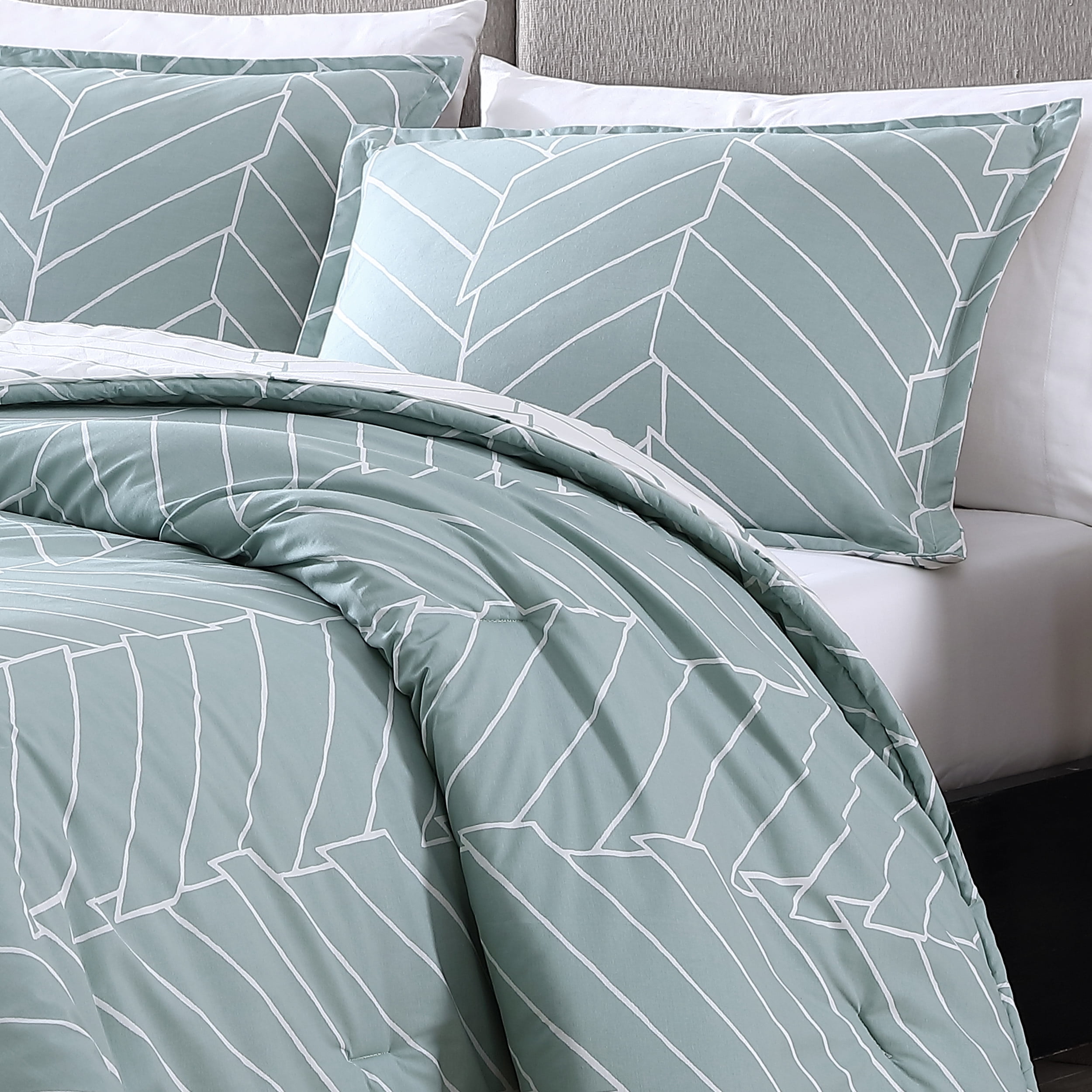 City Scene Ceres Collection Duvet Cover Set-100% Cotton, Reversible & Ideal for All Seasons, Softens with Each Wash, King, Mint