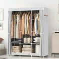 thumbnail image 3 of Portable Closet,Portable Wardrobe Closet Storage with 3 Hanging Rods,6 Storage Shelves,Side Pocket for Clothes Storage Organizer,Gray, 3 of 12