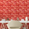 thumbnail image 2 of Ambesonne Floral Romance Peel & Stick Wallpaper for Home, Romantic Roses Bloom, 13"x100", Dark Coral Salmon and Scarlet, 2 of 5