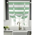 thumbnail image 5 of Green Grey Stripe Tie Up Curtains for Window, Thermal Insulated Balloon Shade Adjustable Rod Pocket Curtains Valance Panels for Kitchen Bathroom Cafe 46 x 63 Minimalist Farmhouse Striped, 5 of 6