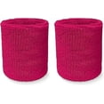 thumbnail image 2 of COUVER 4 Inch Solid Terry Cotton Athletic Sweat Wristbands Hot Pink 2 Pairs (Mens), 2 of 8