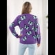 thumbnail image 5 of Suéteres de Punto con Estampado de Mariposas para Mujer, Informales, de Larga y Cuello Redondo Púrpura L, 5 of 10