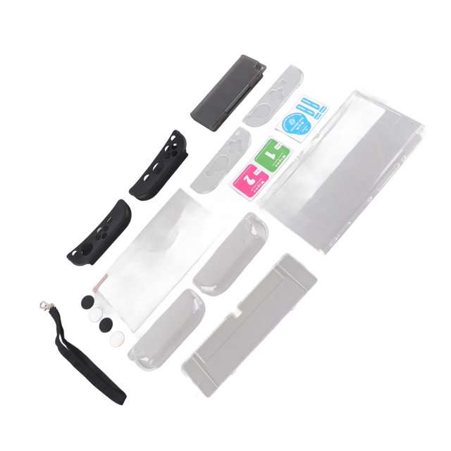 Estuche de transporte para Switch OLED, suave, a prueba de golpes, transparente, protector de pantalla, tapas de agarre para el pulgar, paquete de accesorios