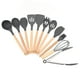 thumbnail image 2 of Juego de utensilios de cocina de 12 piezas, mango ergonómico de madera, utensilios de cocina de silicona, utensilios de cocina para cocinar, gris oscuro, 2 of 10