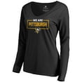 thumbnail image 2 of Women's Black Pittsburgh Penguins Iconic Collection We Are Long Sleeve V-Neck T-Shirt, 2 of 3