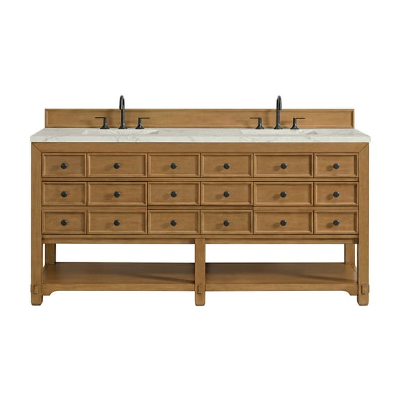 James Martin Vanities 505-V72-3Vsl Malibu 72" Free Standing Double Basin Vanity Set -