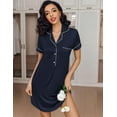 thumbnail image 4 of Ekouaer Women's Nightgown Button Down Nightshirt V Neck Sleepshirt Short Sleeve Sleepwear, 4 of 6