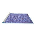 thumbnail image 2 of Ahgly Company Machine Washable Indoor Round Southwestern Blue Country Area Rugs, 4' Round, 2 of 4