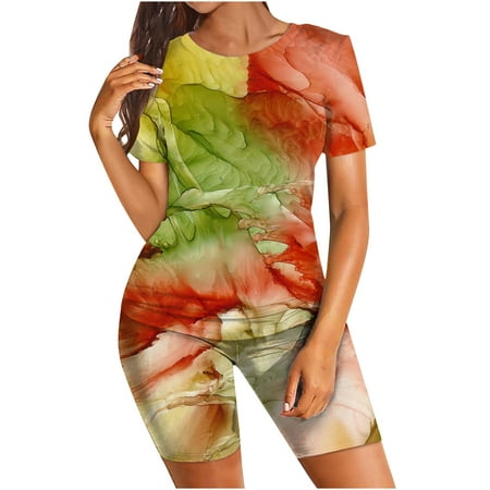 

Womens Workout Sets Homewear Tie Dye Two Piece Summer Casual Outfits Set for Women Pajamas Sleepwear Lounge Suits