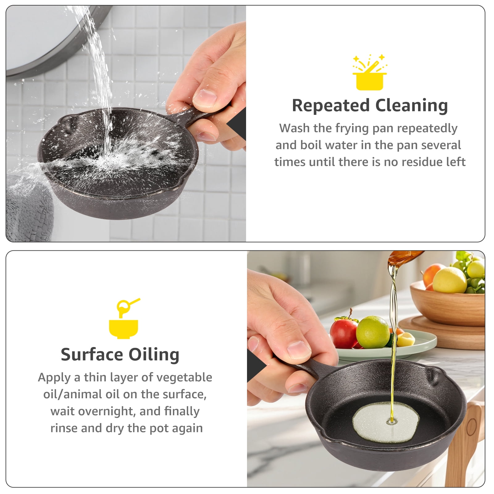 AEVXKHI 4PCS Mini Iron Skillet for Stove Oven, Anti Rust Non Stick Small Frying Pans Even Heating No Coating Egg Frying Skillet with Double Drip Spout for Indoor and Outdoor