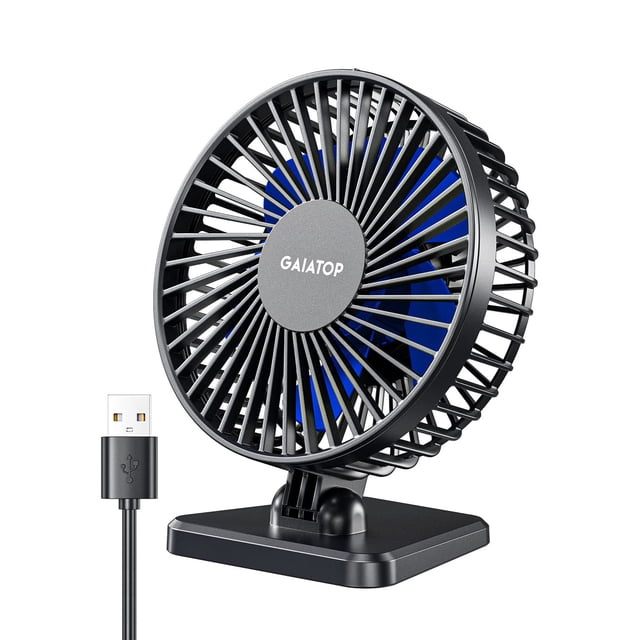 Ventilador de escritorio Gaiatop USB pequeño, potente, portátil, 3 velocidades, azul