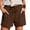A367-Brown, variant on Sokhug Women's Drawstring Elastic Waist Crinkle Gauze Shorts Casual Loose Rolled Hem Summer Beach Shorts with Side Pockets