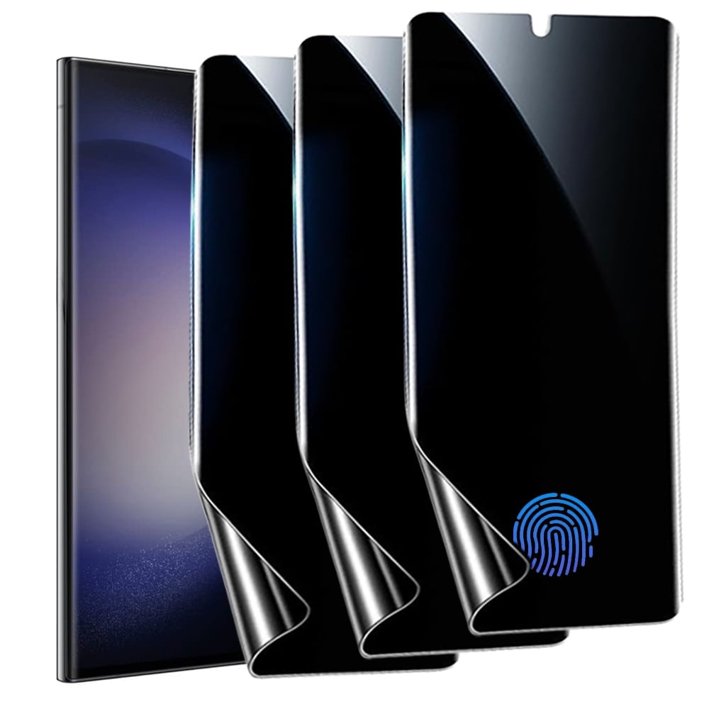 [3 Pack] Privacy Screen Protector for Samsung Galaxy S23 Ultra 5G,Supports Fingerprint Unlock, Anti-Spy Flexible TPU Screen Protector for Samsung S23 Ultra 6.8-Inch