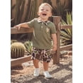 thumbnail image 5 of BemeyourBBs Toddler Baby Boy Duck Hunting Outfit Summer Clothes Waffle Knit Mallard Embroidered Button Turn Down Collar Short Sleeve Shirt Tops and Camouflage Shorts Set, 5 of 9